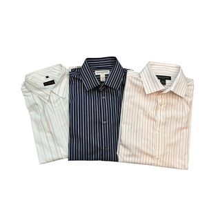 3 Mens XXL Button Down Striped Dress‎ Shirts/Casual/Cotton/Big/Tall/blue…